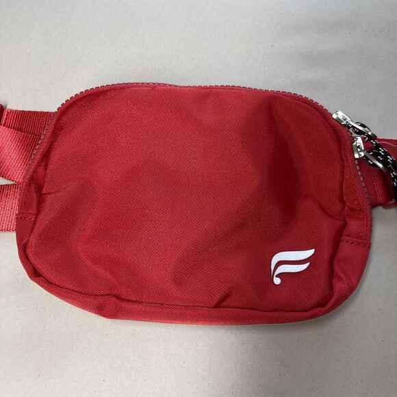 Fabletics Belt Bag Fanny Pack Small Red Zip Solid Polyester Nylon Women 8x4" - Picture 5 of 16